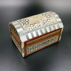 Drewniana szkatułka Egipt etno intarsja retro design vintage drewno