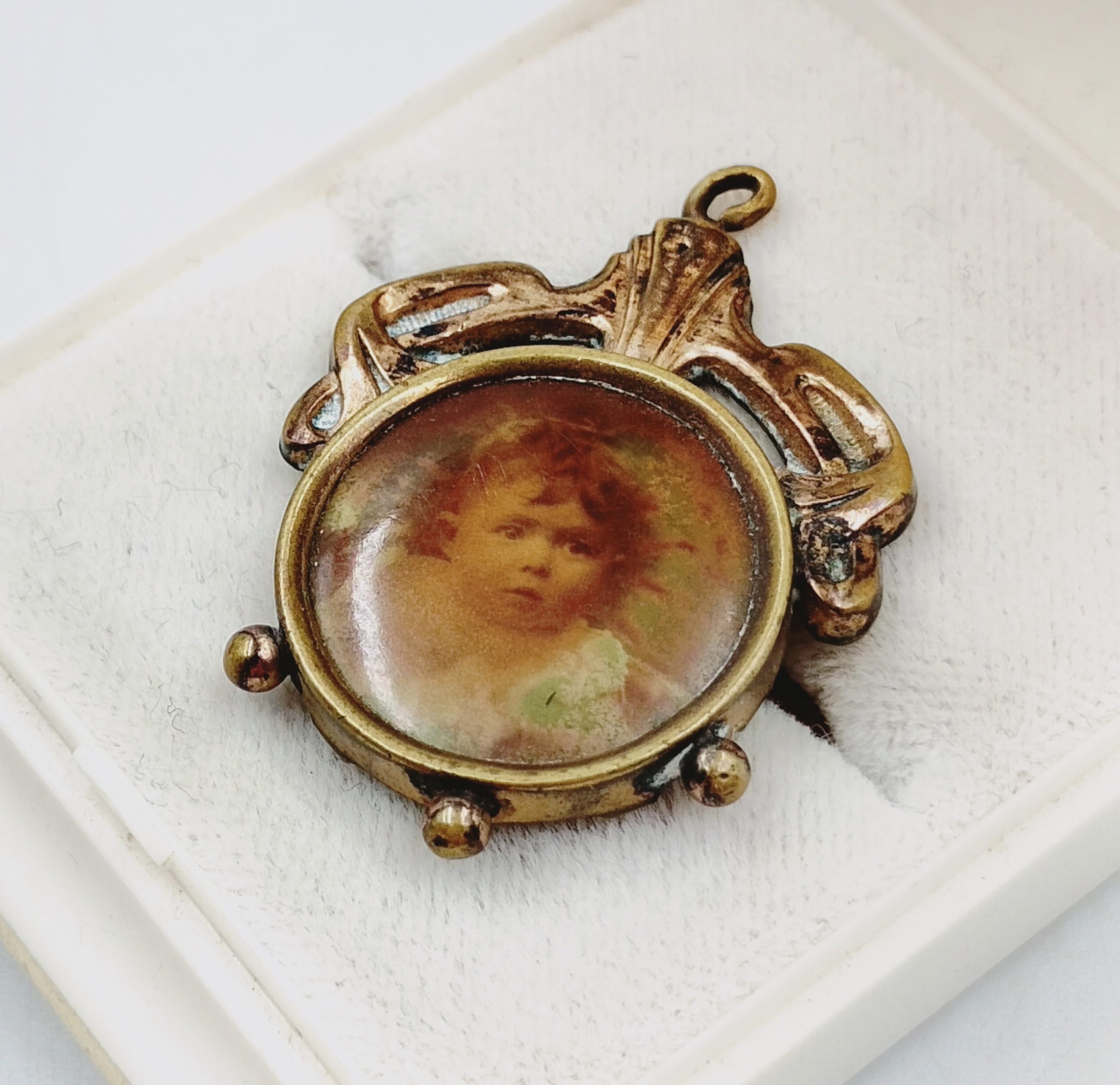 Zawieszka złocona Schaumgold biedermeier zdjęcie antyk przedwojenny - obrazek 8