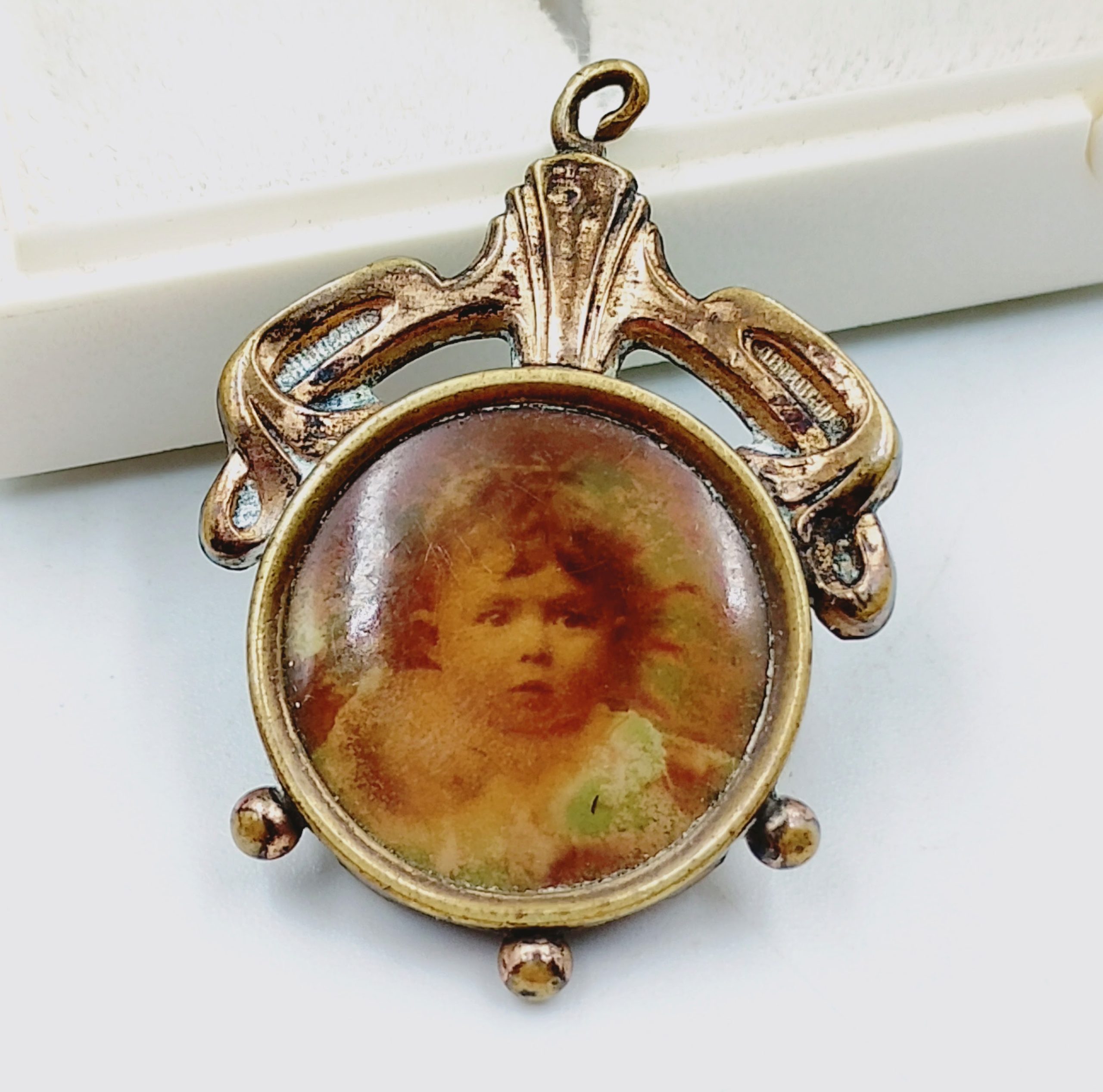 Zawieszka złocona Schaumgold biedermeier zdjęcie antyk przedwojenny - obrazek 5