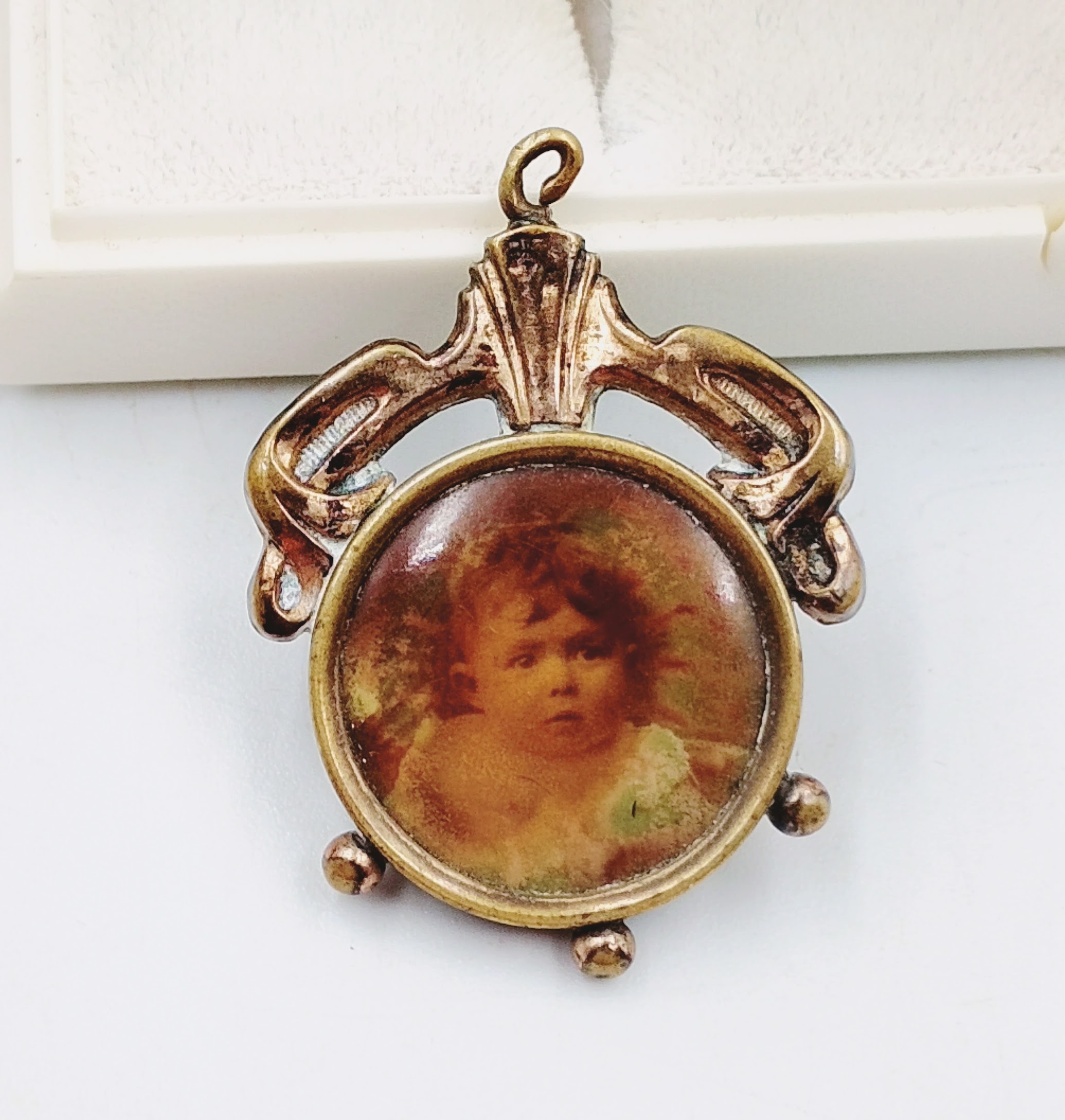 Zawieszka złocona Schaumgold biedermeier zdjęcie antyk przedwojenny - obrazek 6